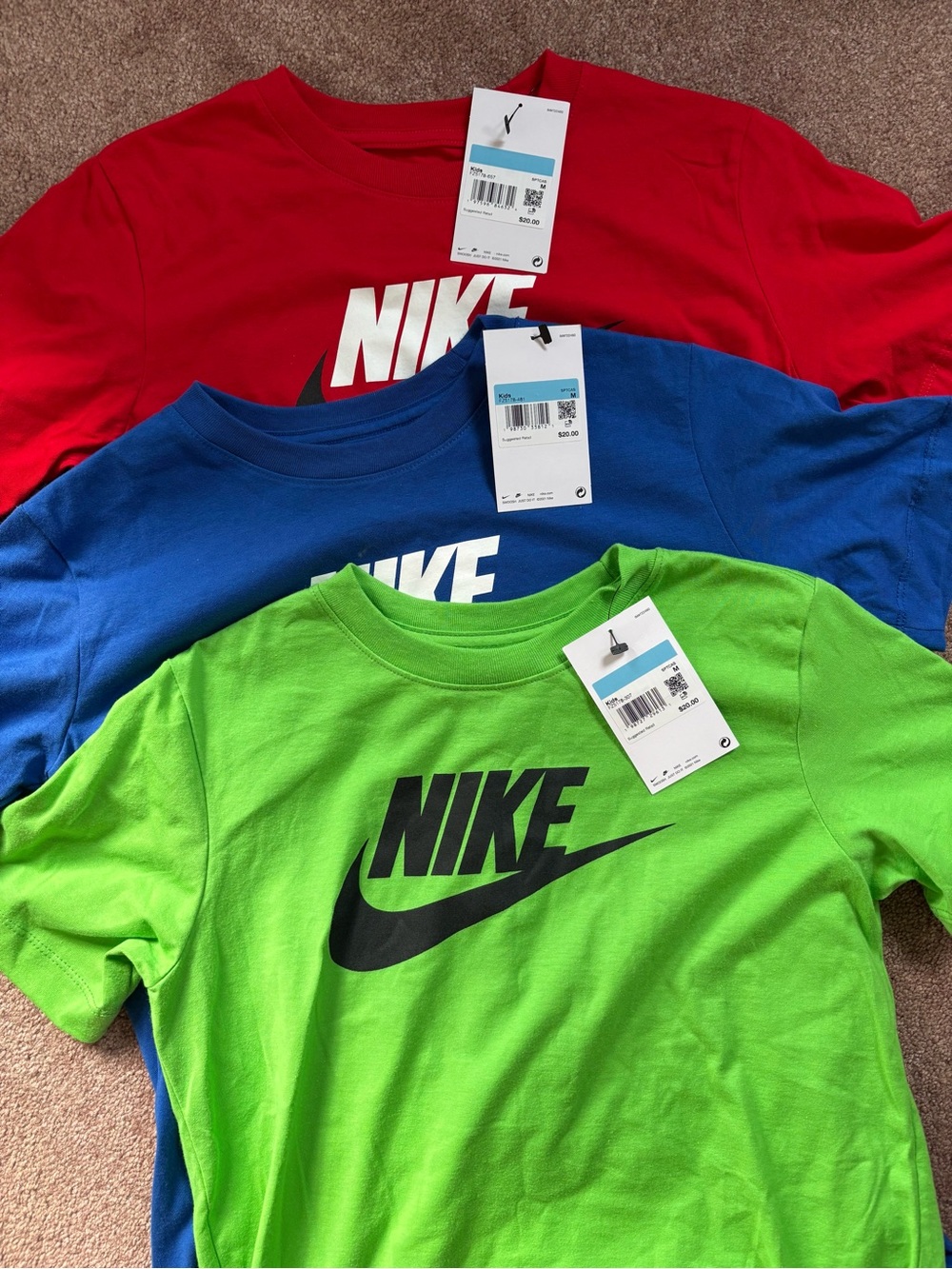 Nike Kids Boys set of 3 tshirts logo athletic medium NWT